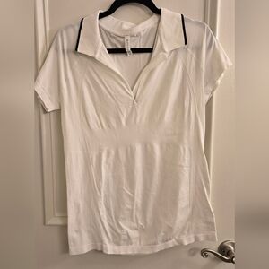 Athleta Momentum Seamless White Polo Tee